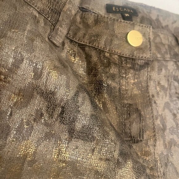 Escada Sable Python snake shimmer print ankle Jeans zippered bottoms size 38 - Picture 11 of 12